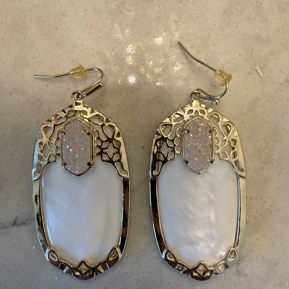 Kendra Scott druzy pink and white drop earrings - Picture 3 of 4